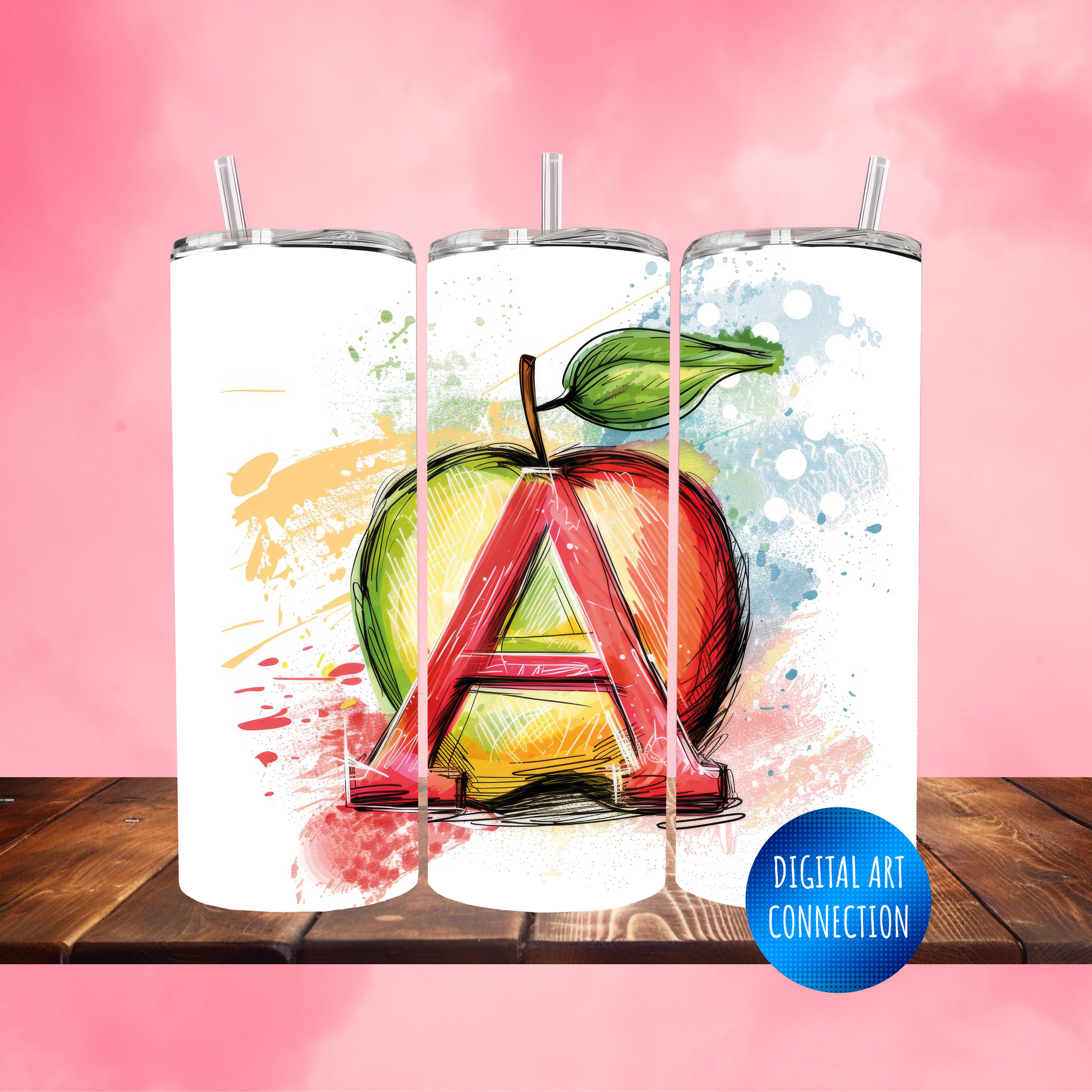 A is For Apple 20 Oz Skinny Tumbler Wrap