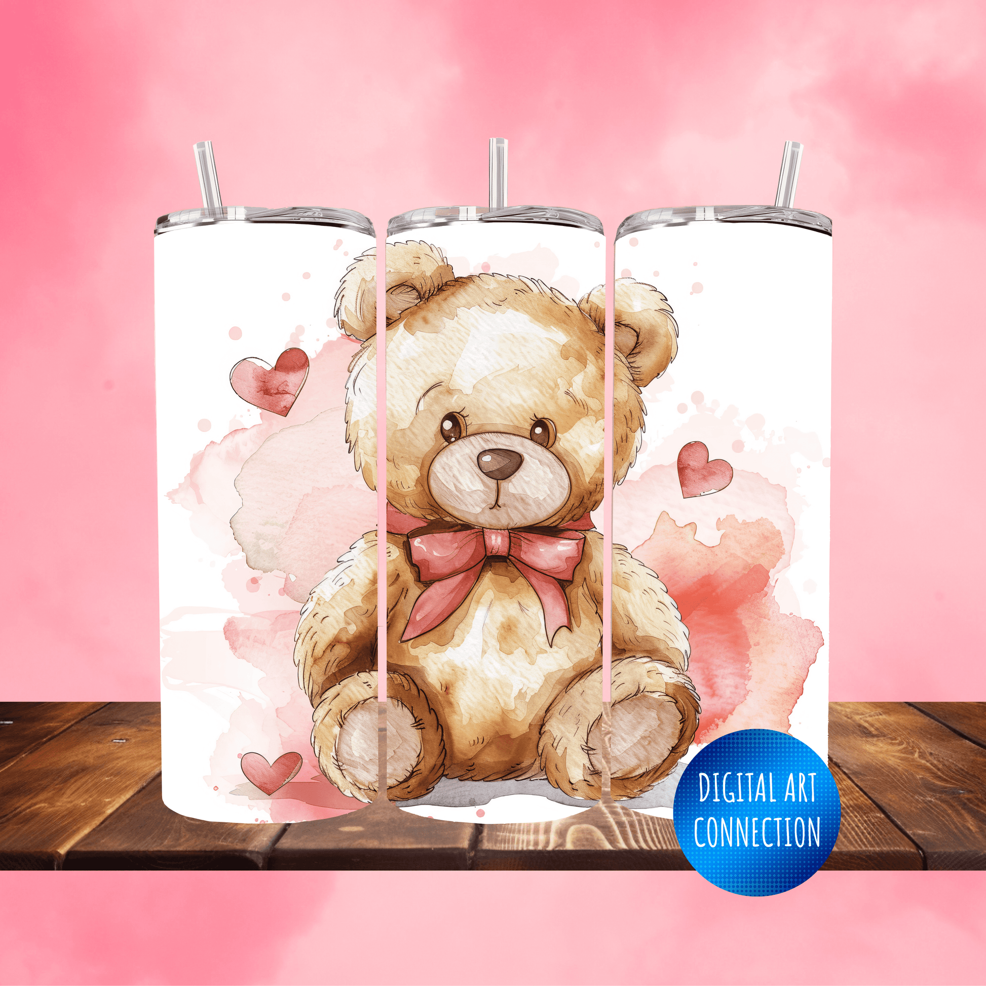 Teddy Bear Love 20 Oz Skinny Tumbler Wrap