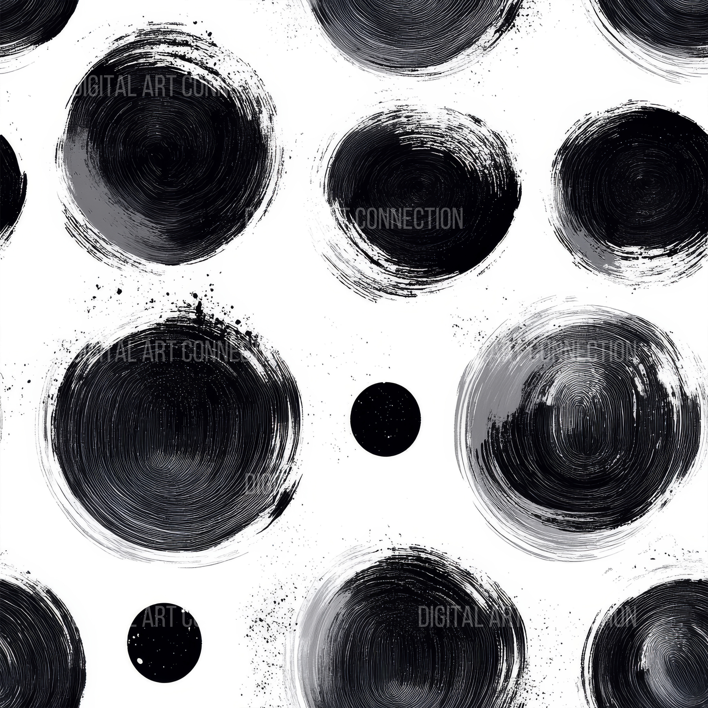 Black Circles Abstract Art Design Seamless Digital Paper