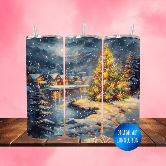 Christmas Tree Village 20 Oz Skinny Tumbler Wrap