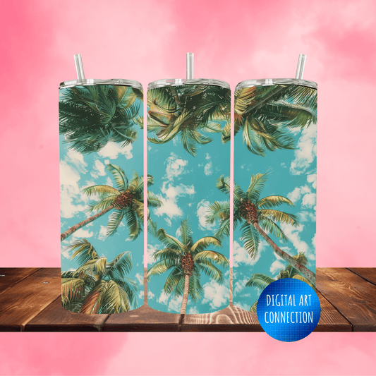 Palm Tree Skies 20 Oz Skinny Tumbler Wrap