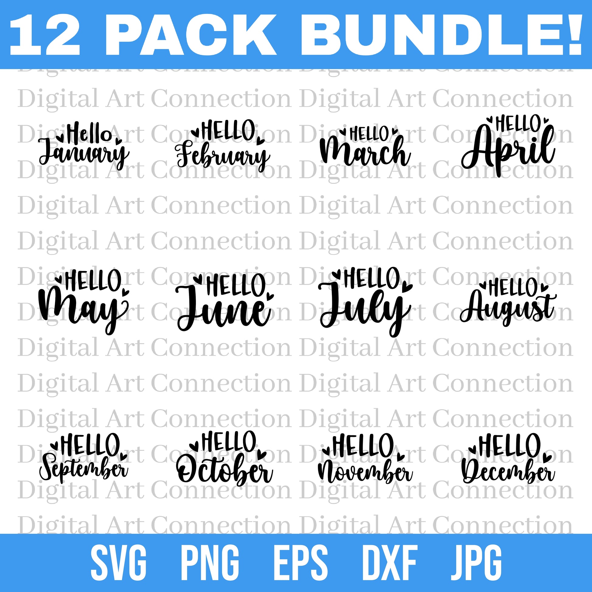 12 Pack Months of the Year SVG Bundle