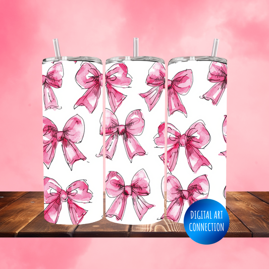 Pink Bows 20 Oz Skinny Tumbler Wrap