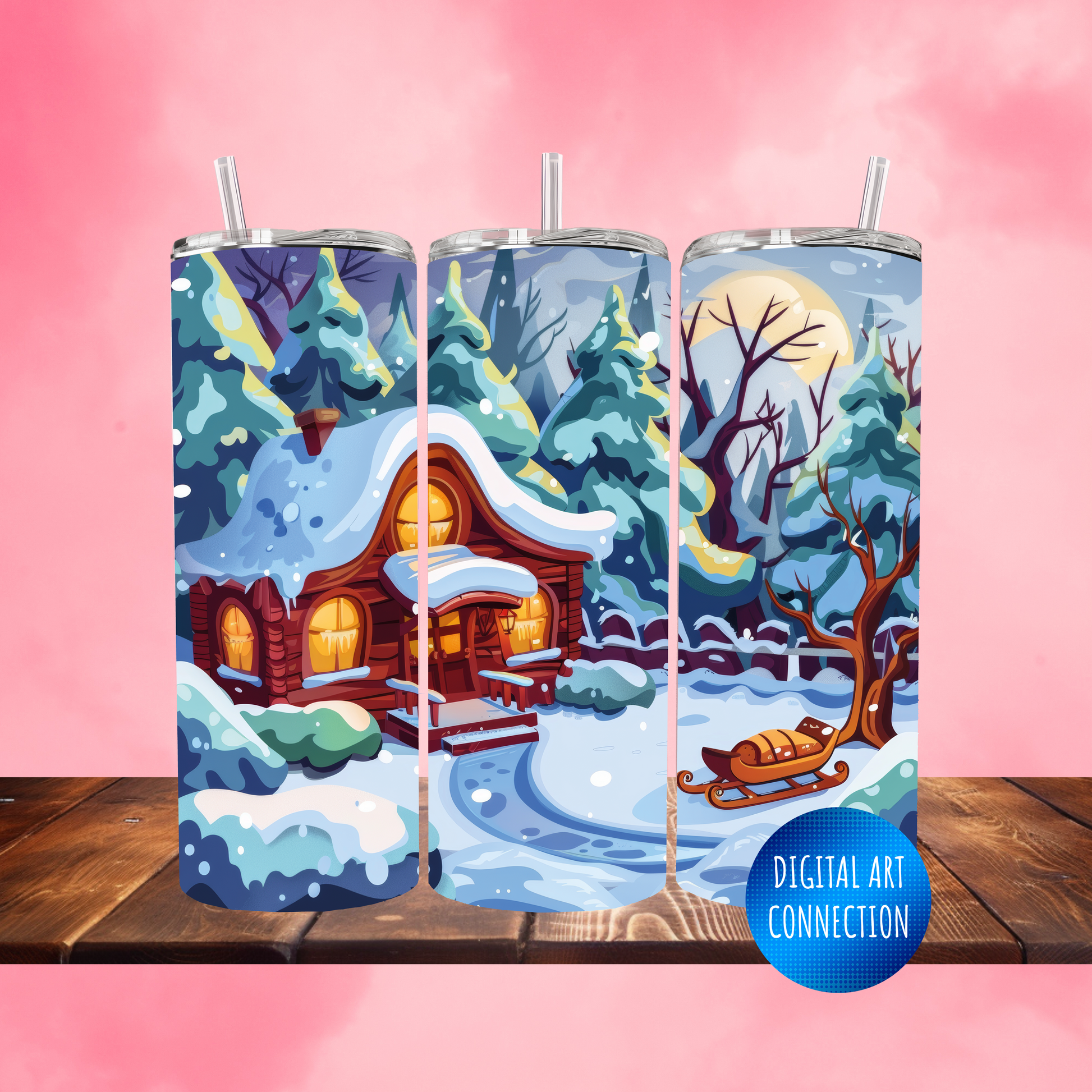 Christmas Cottage 20 Oz Skinny Tumbler Wrap