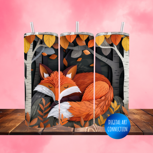 Sleeping Fox 20 Oz Skinny Tumbler Wrap