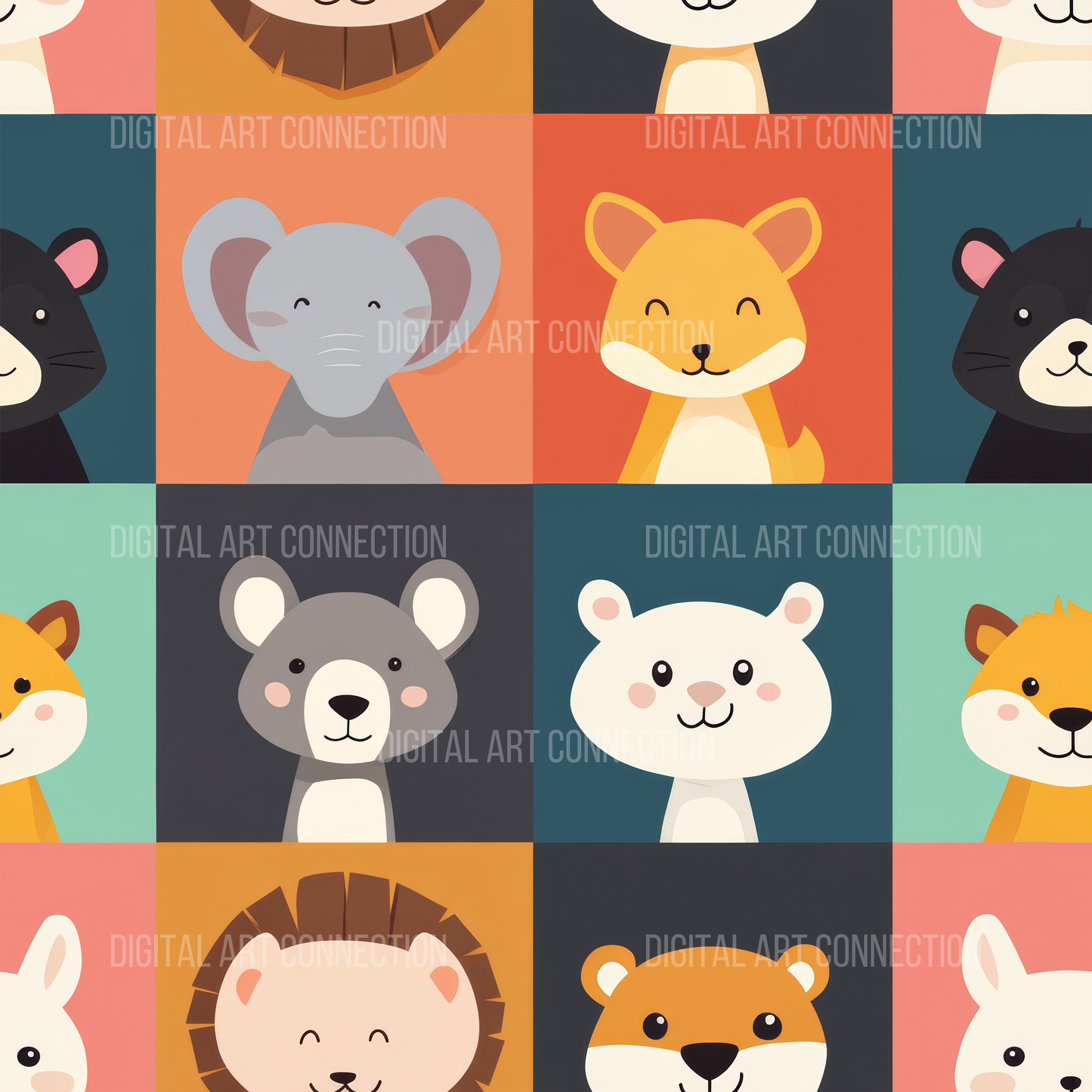 Baby Animals Design Seamless Digital Paper