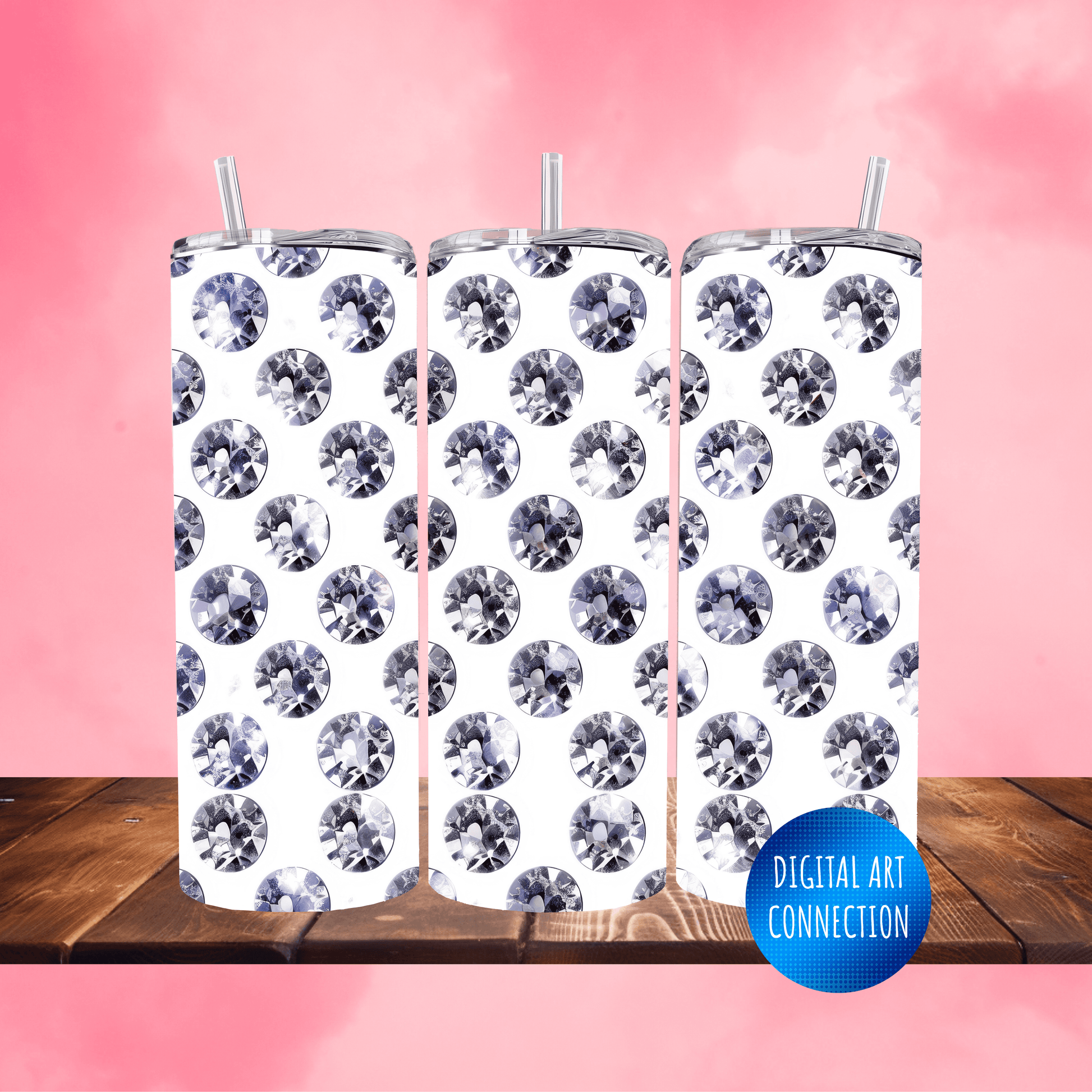 White Diamonds 20 Oz Skinny Tumbler Wrap