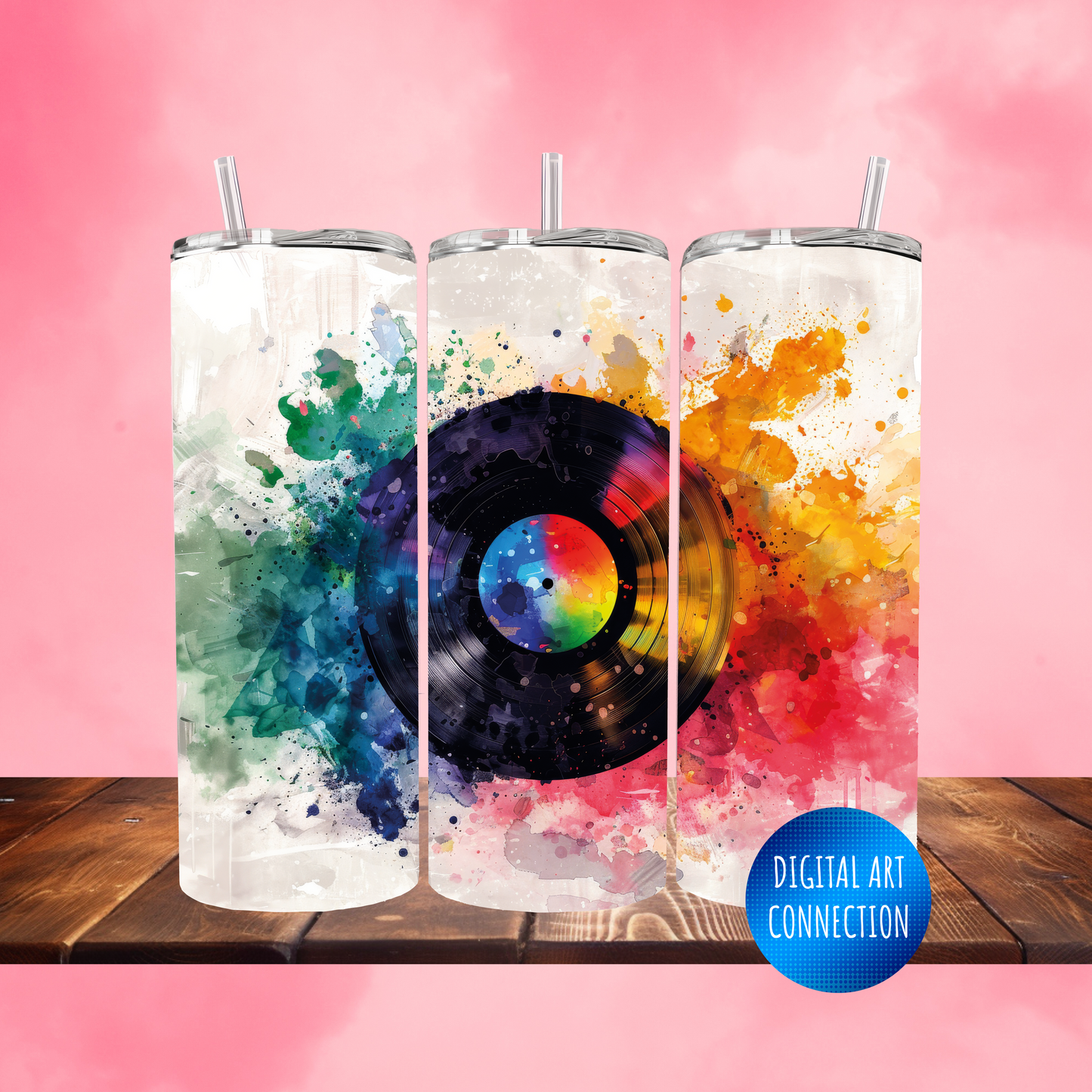 Colorful Record II 20 Oz Skinny Tumbler Wrap