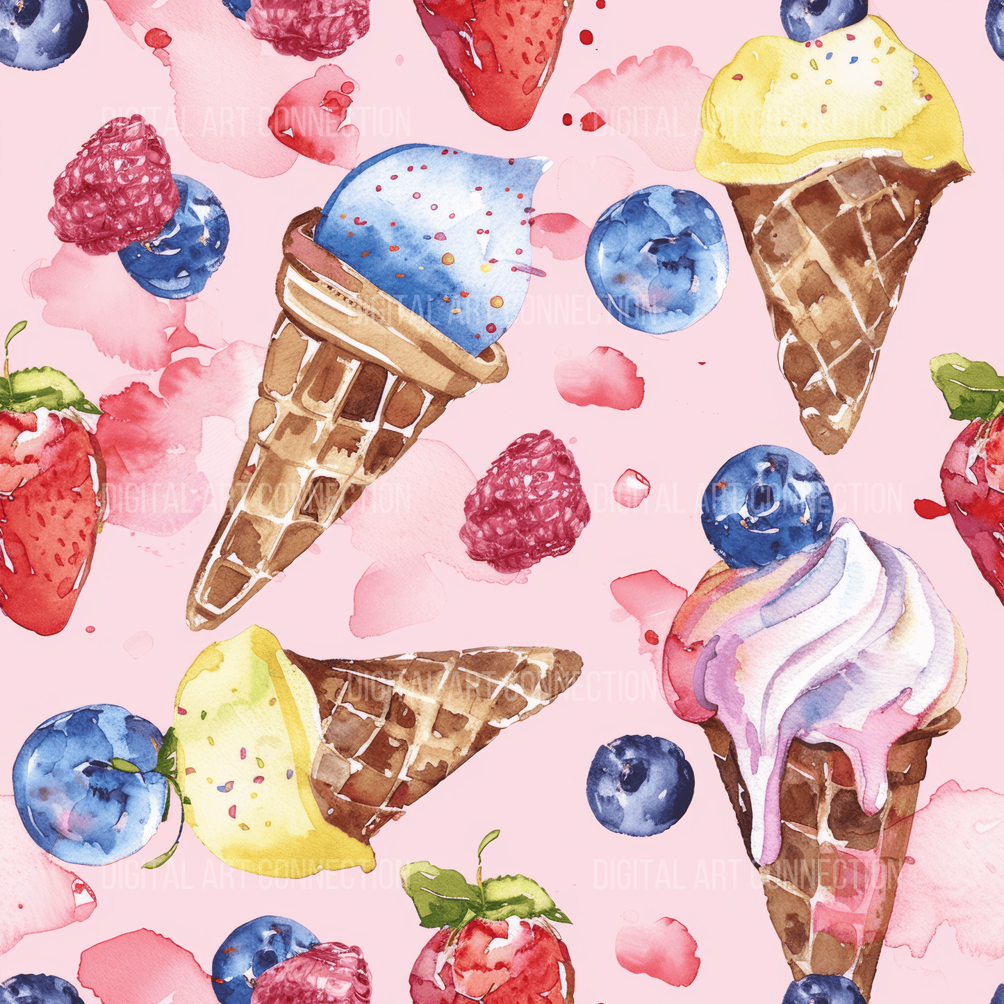 Fruit and Ice Cream Design Seamless Digital Paper