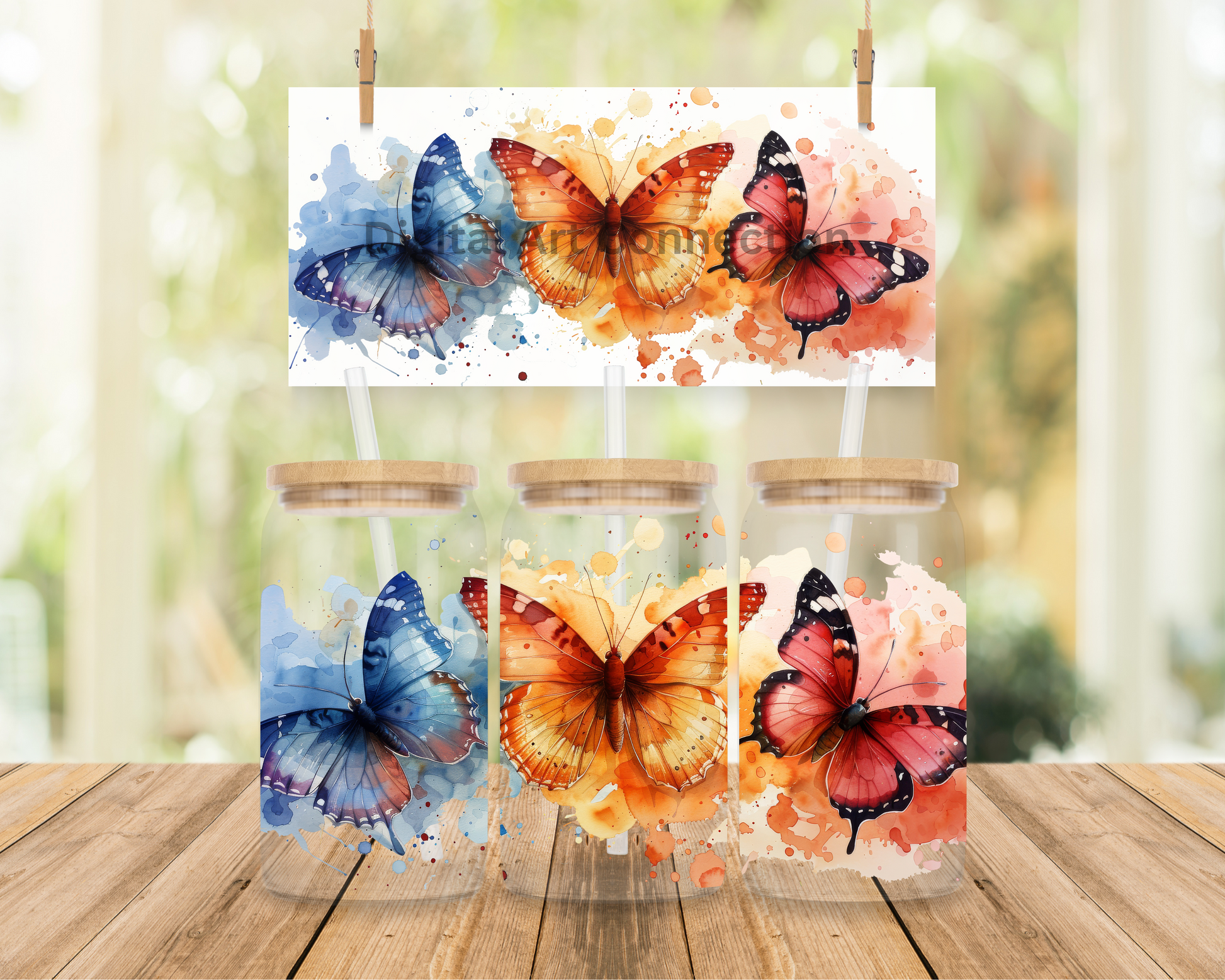 Butterflies 16 Oz Glass Can Wrap