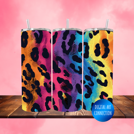 Colorful Animal Print 20 Oz Skinny Tumbler Wrap