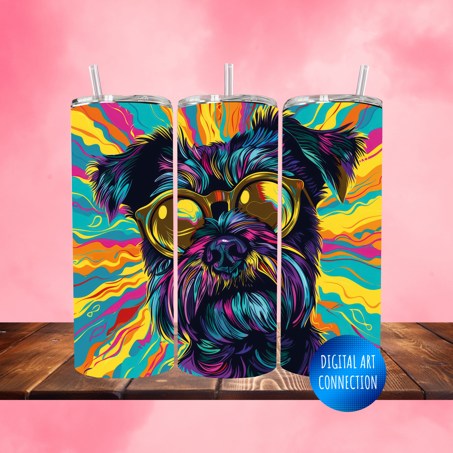 Spunky Retro Dog 20 Oz Skinny Tumbler Wrap