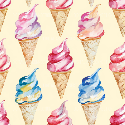 Ice Cream Cones Design Seamless Digital Paper