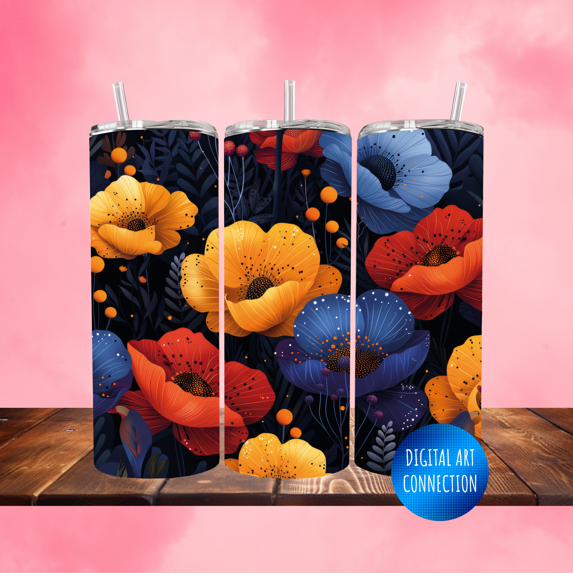 Night Flowers 20 Oz Skinny Tumbler Wrap