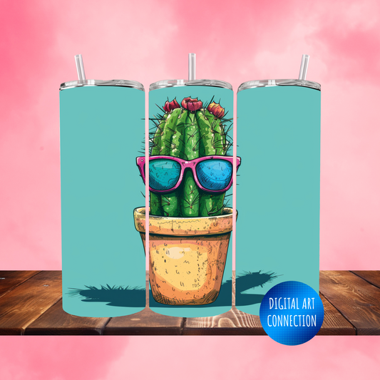 Sunglasses on a Cactus 20 Oz Skinny Tumbler Wrap