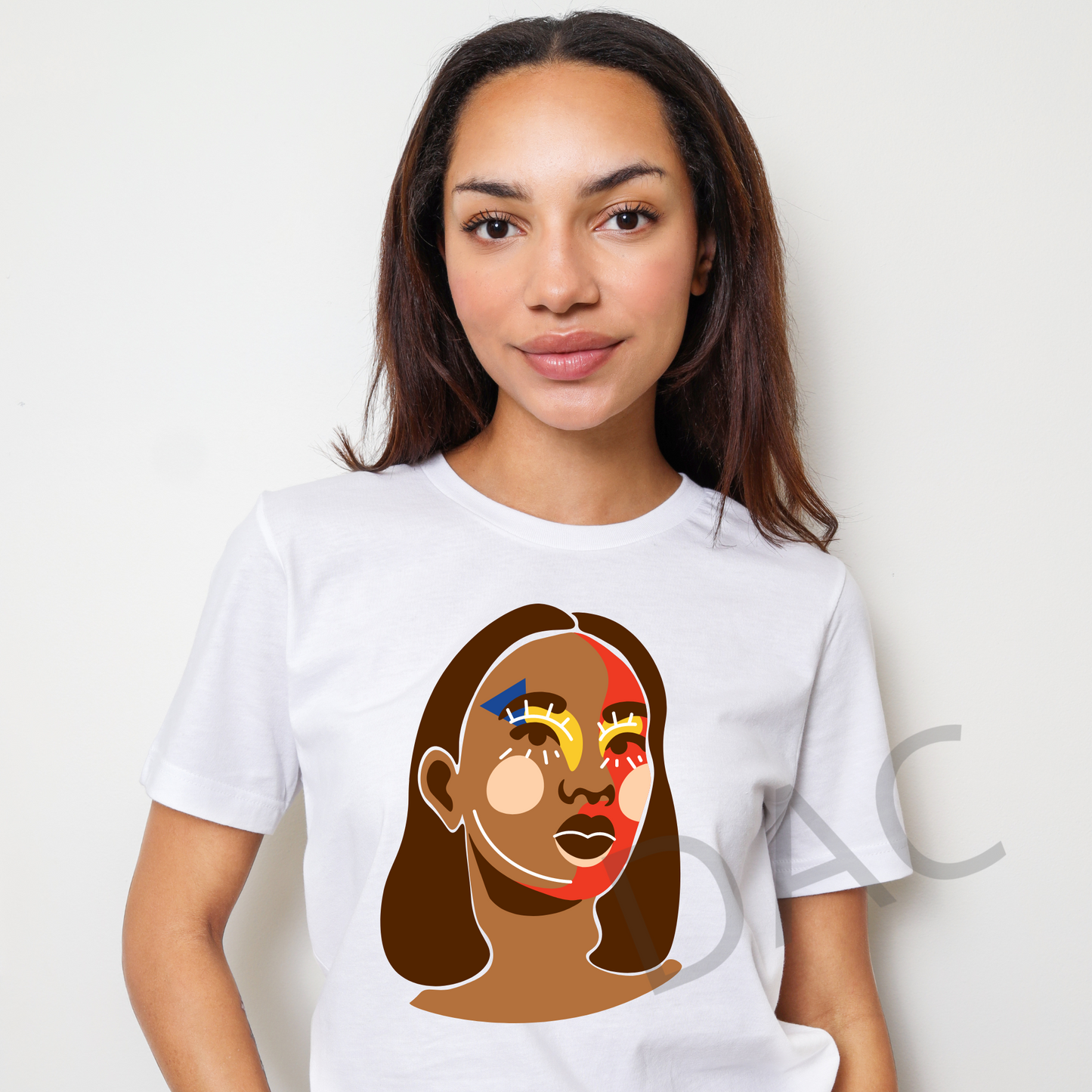 Bella Canvas 3001 White Unisex T-Shirt Female Model Mockup