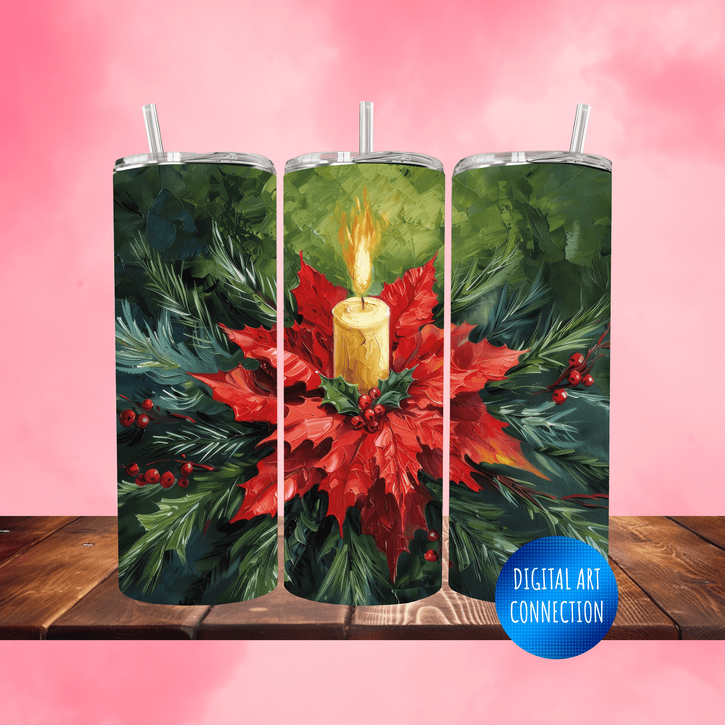 Christmas Candle 20 Oz Skinny Tumbler Wrap