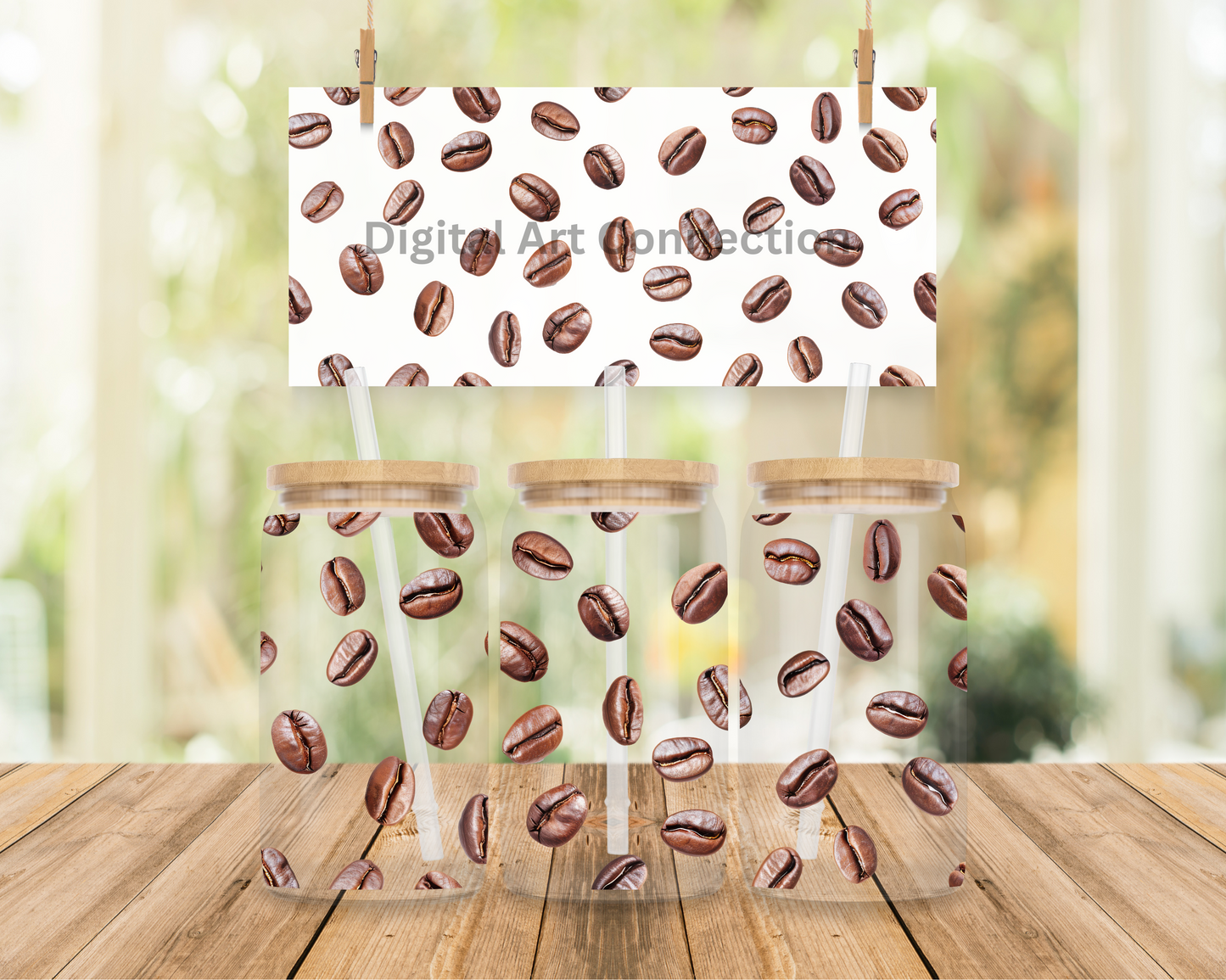 Coffee Beans 16 Oz Glass Can Wrap