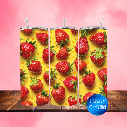 Strawberries 20 Oz Skinny Tumbler Wrap