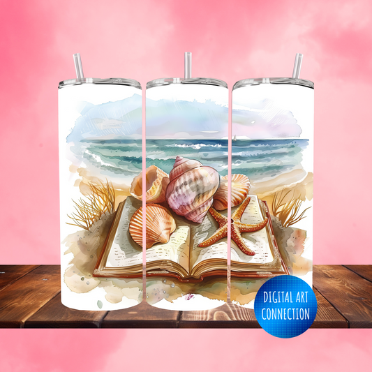 Book Beach Shells 20 Oz Skinny Tumbler Wrap