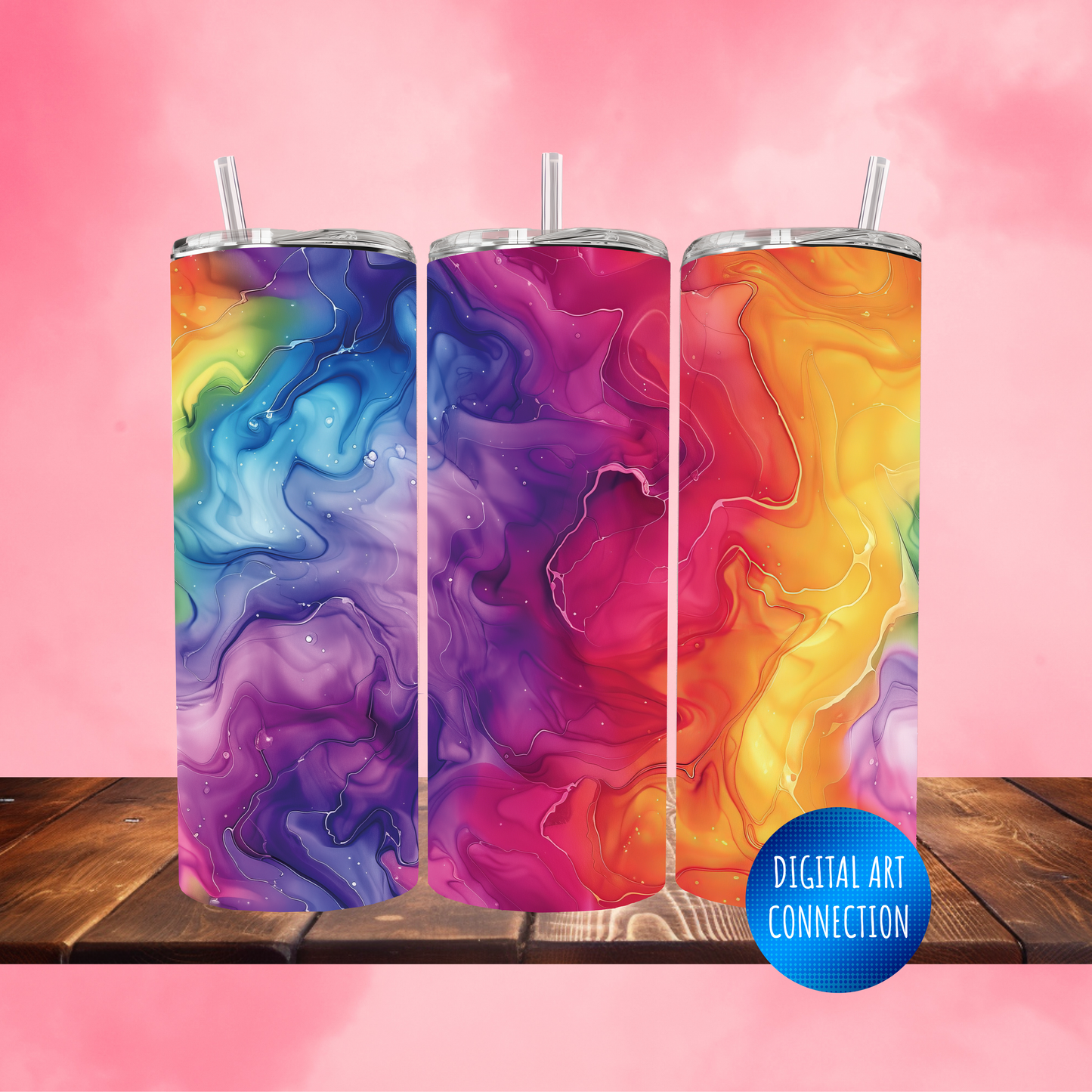 Tie Dye Marble 20 Oz Skinny Tumbler Wrap