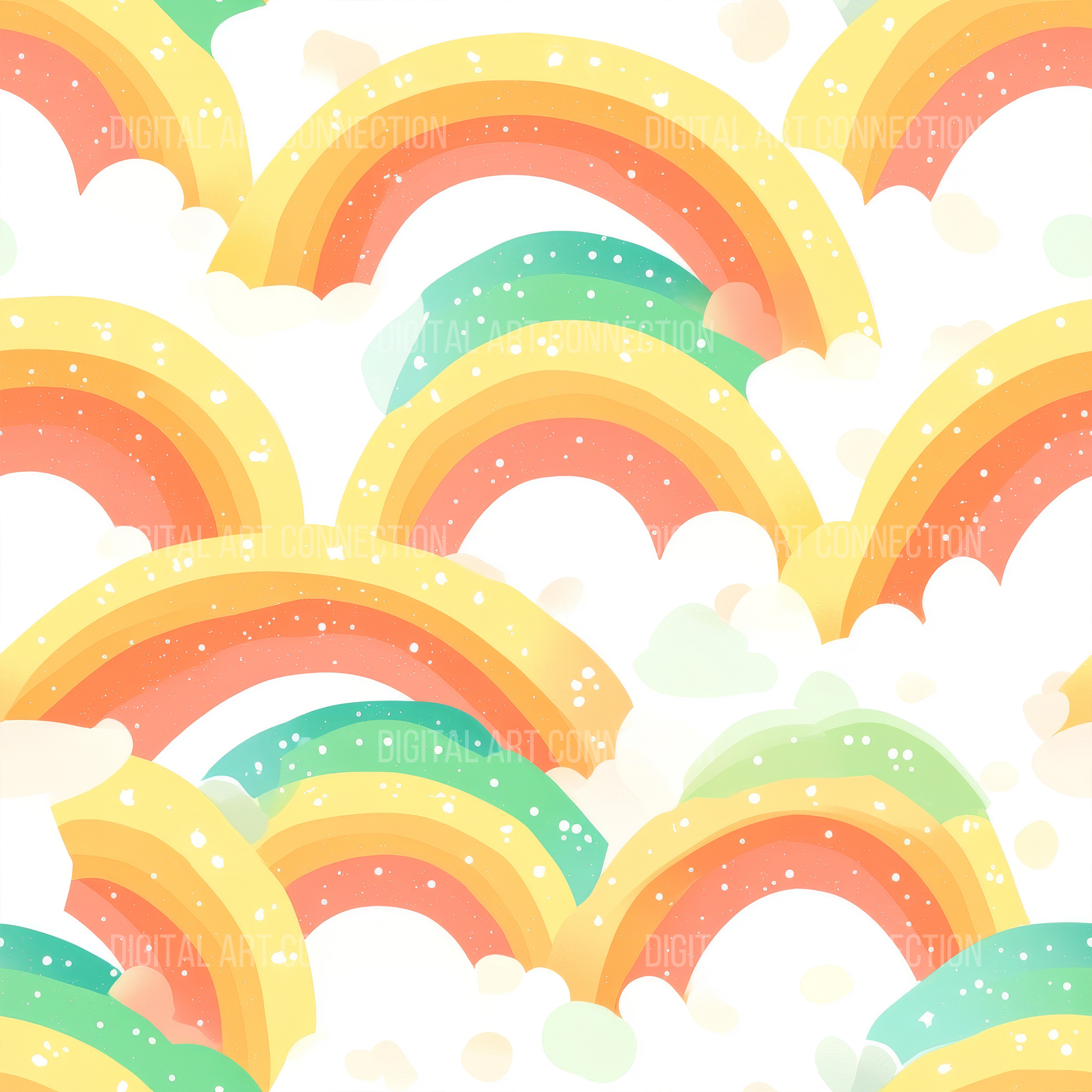 Colorful Rainbow Clouds Design Seamless Digital Paper