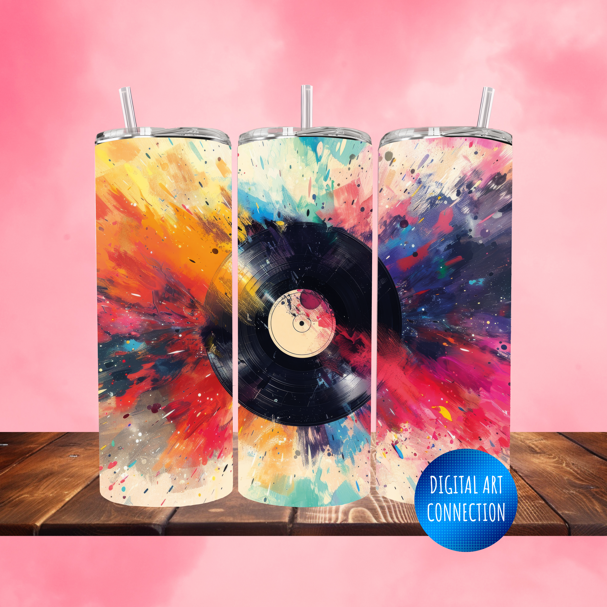 Colorful Record 20 Oz Skinny Tumbler Wrap