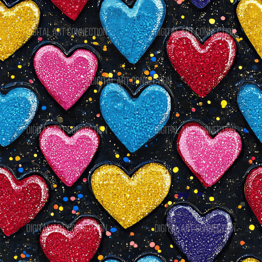 Glitter Hearts V Design Seamless Digital Paper