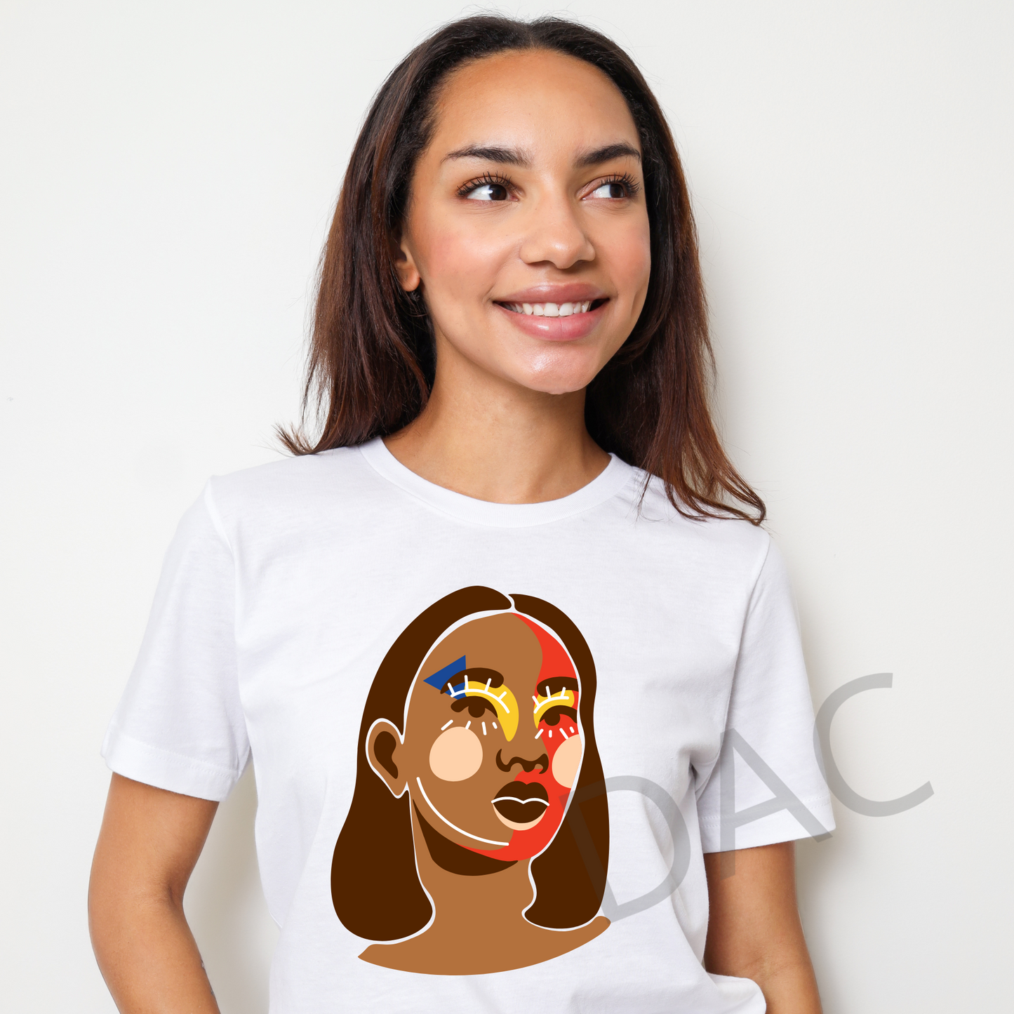 Bella Canvas 3001 White Unisex T-Shirt Female Model Mockup