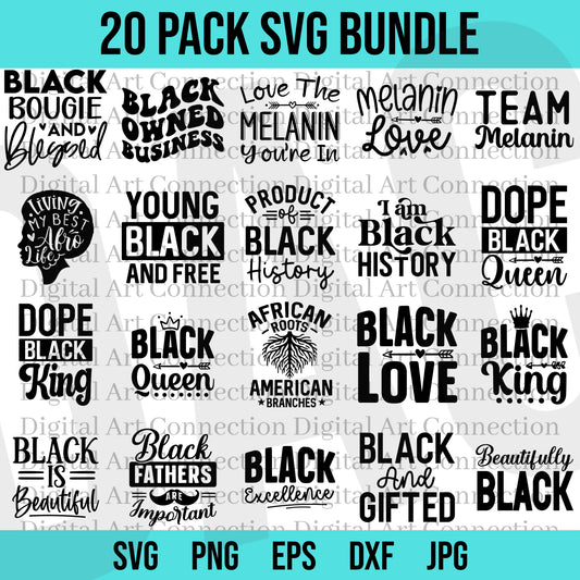 20 Pack African American SVG Bundle