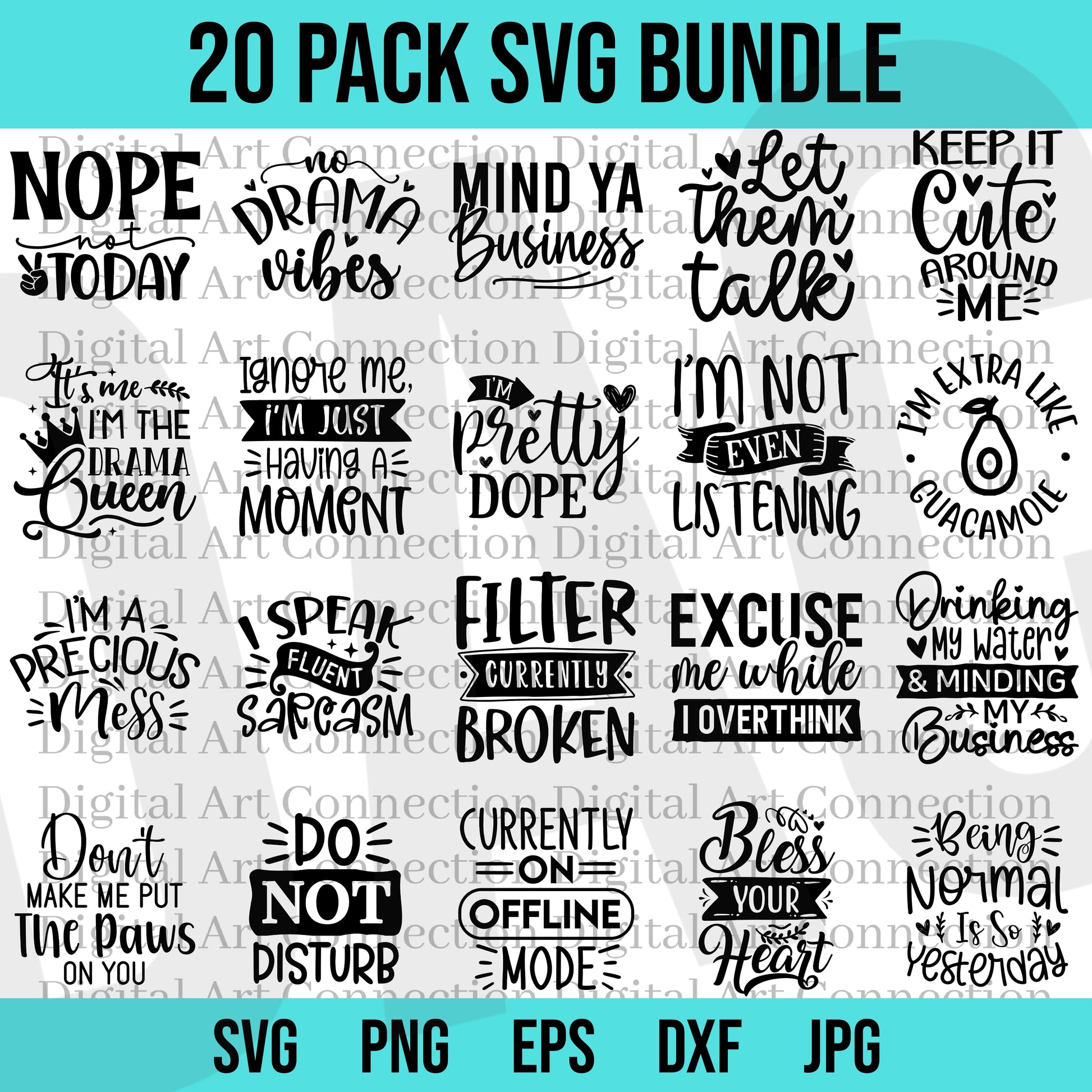 20 Pack Funny & Sarcastic SVG Bundle