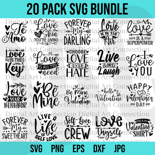 20 Pack Love SVG Bundle