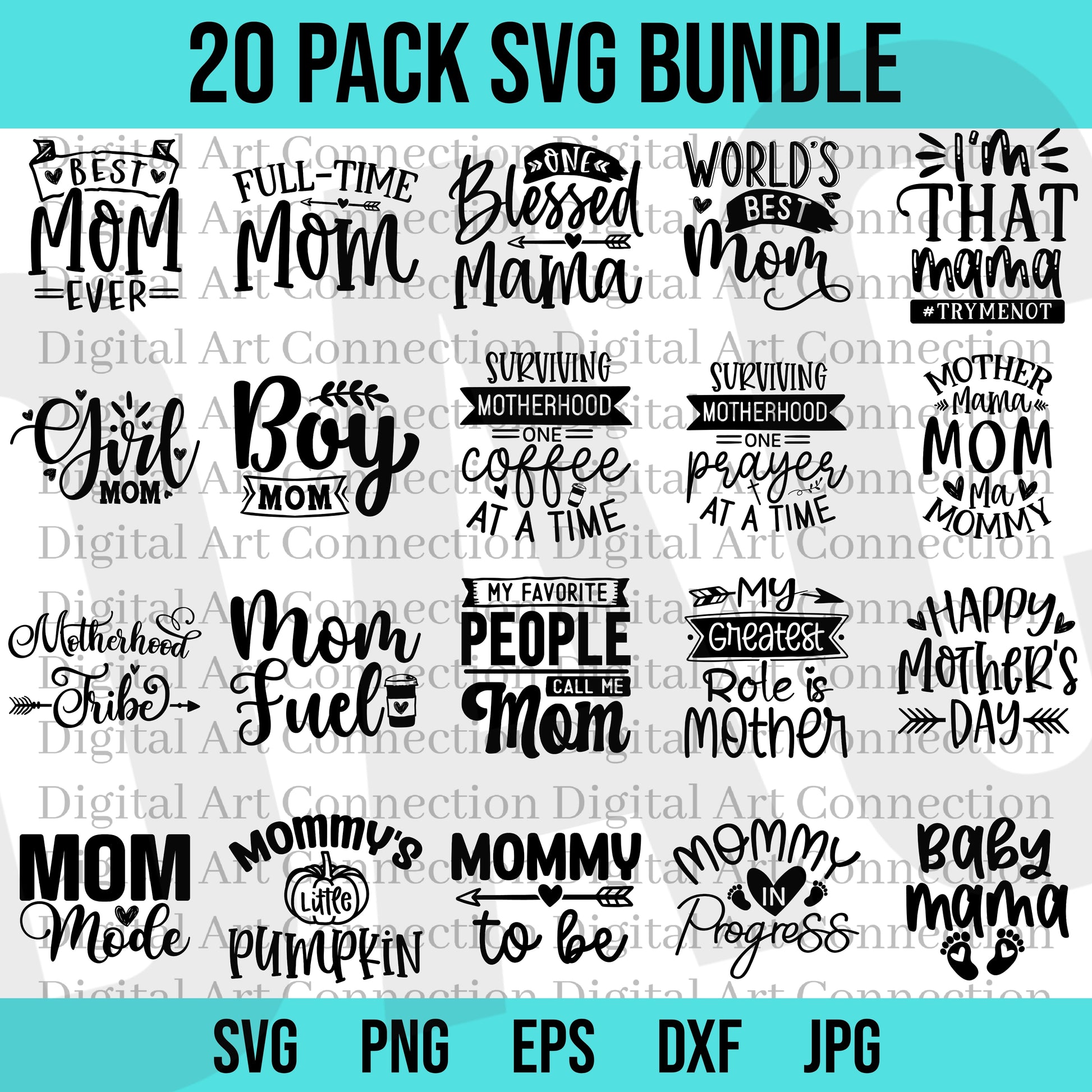 20 Pack Mom SVG Bundle