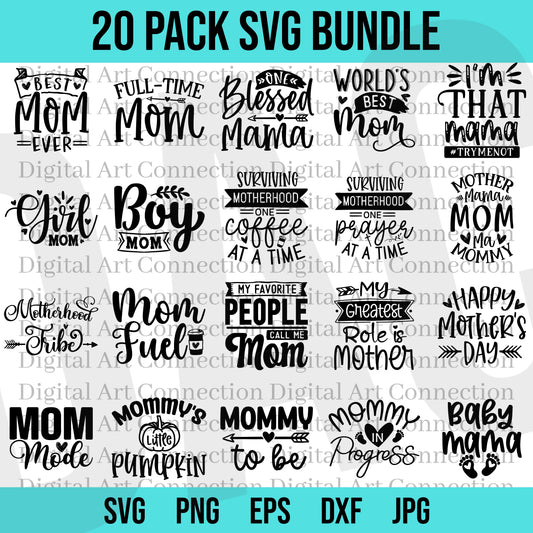 20 Pack Mom SVG Bundle