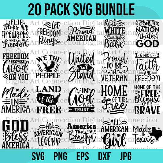 20 Pack Patriotic SVG Bundle