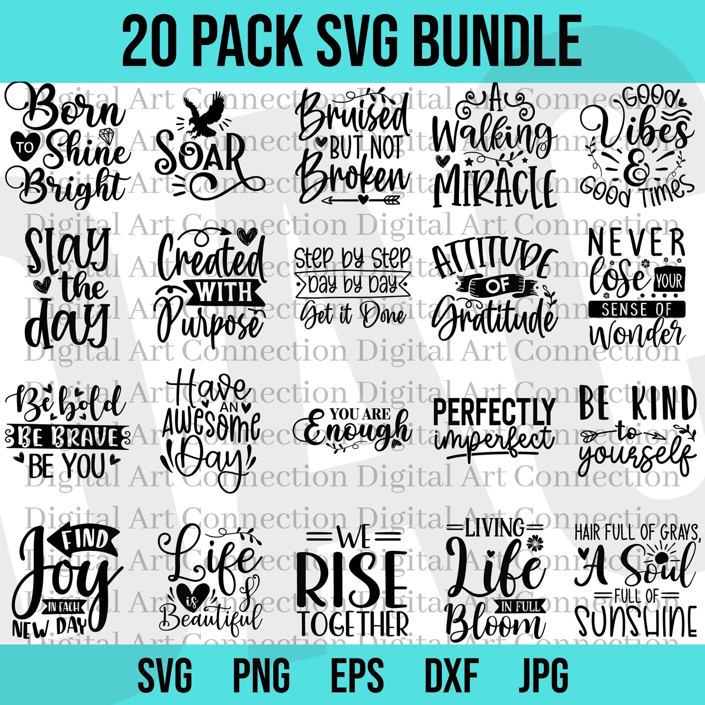 20 Pack Quotes &amp; Sayings SVG Bundle
