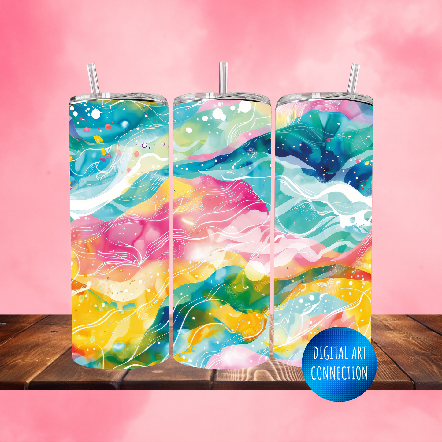 Colorful Waves 20 Oz Skinny Tumbler Wrap