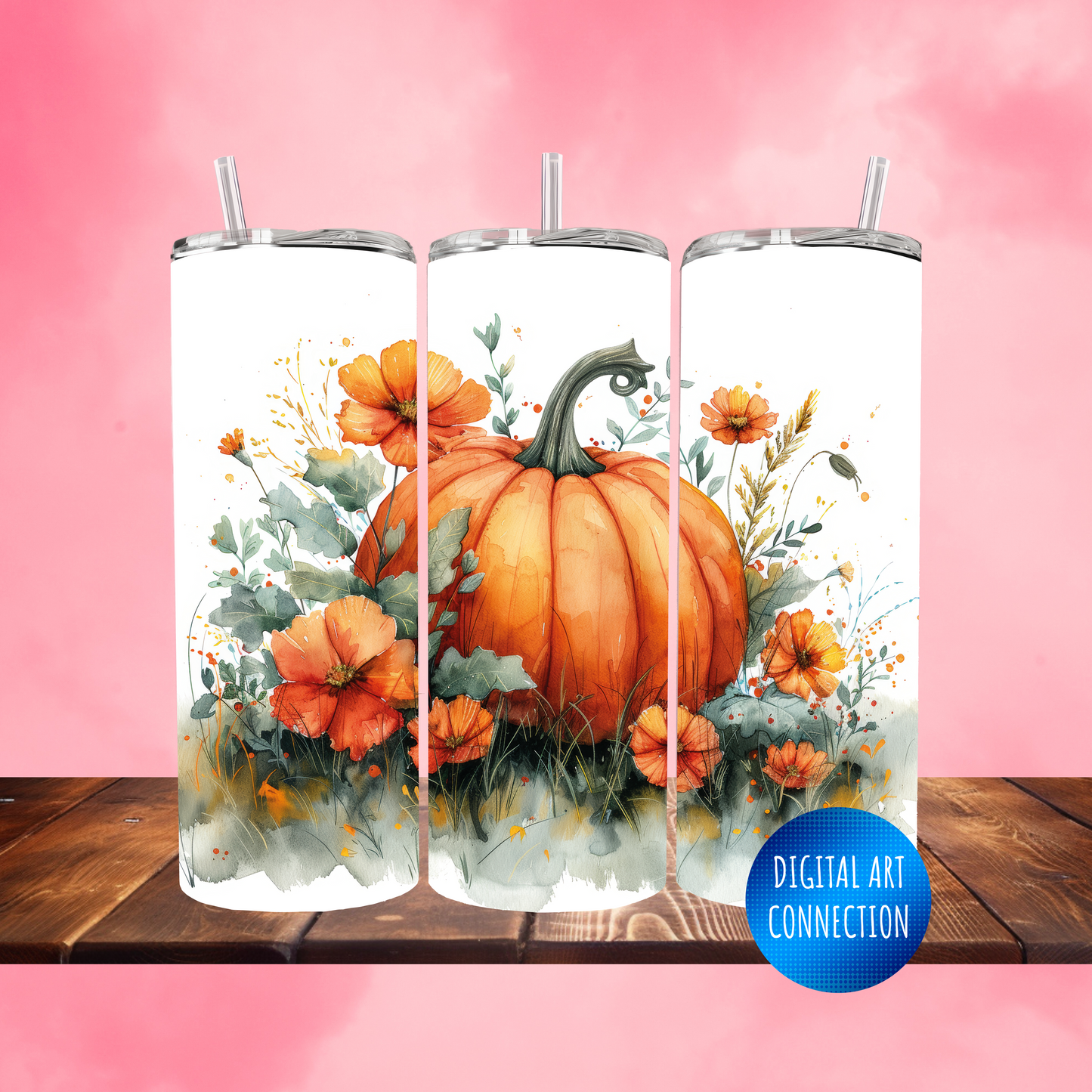 Pumpkin 20 Oz Skinny Tumbler Wrap