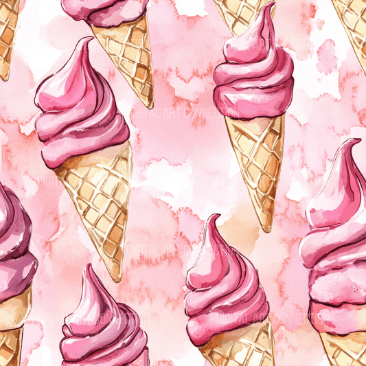 Pink Ice Cream Design Seamless Digital Paper