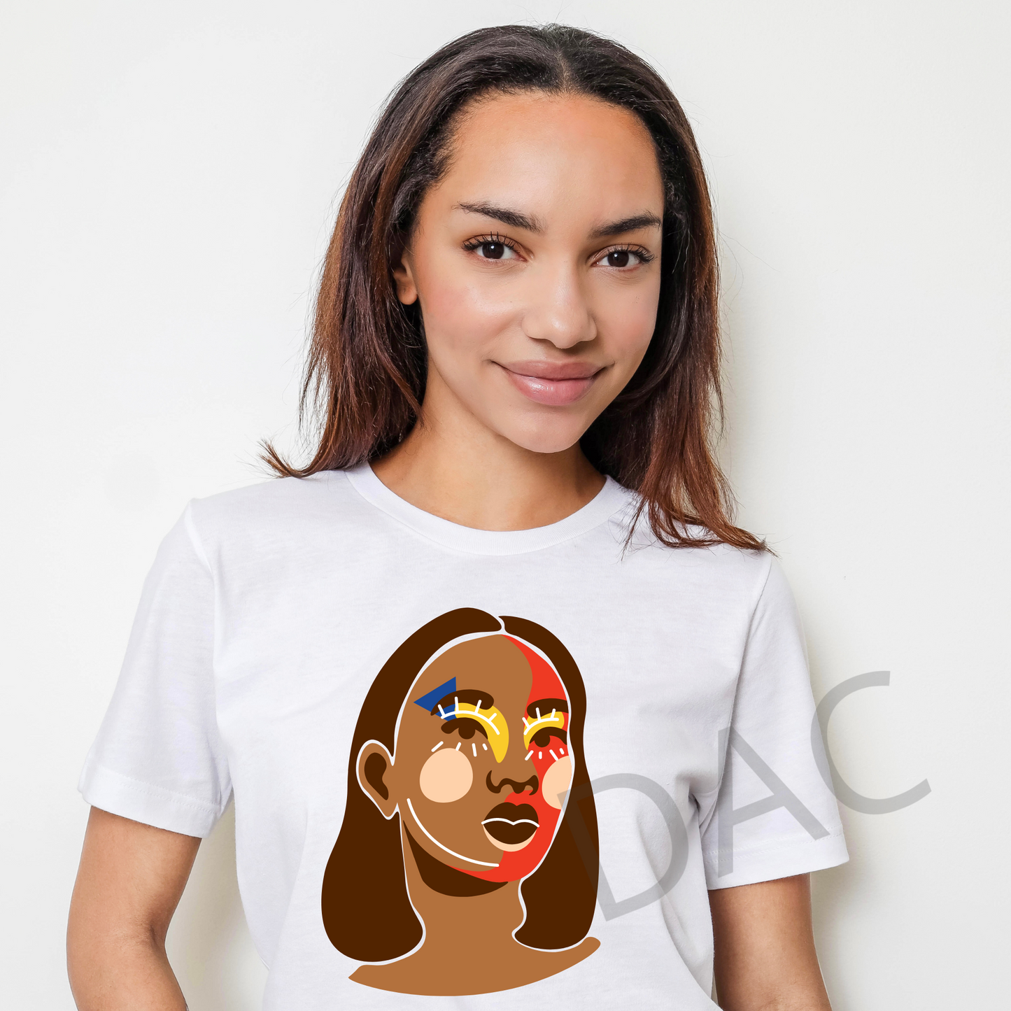 Bella Canvas 3001 White Unisex T-Shirt Female Model Mockup