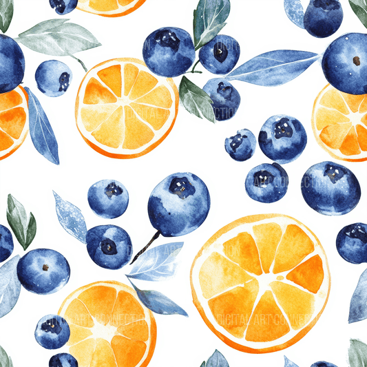 Lemons and Blueberries Design Seamless Digital Paper