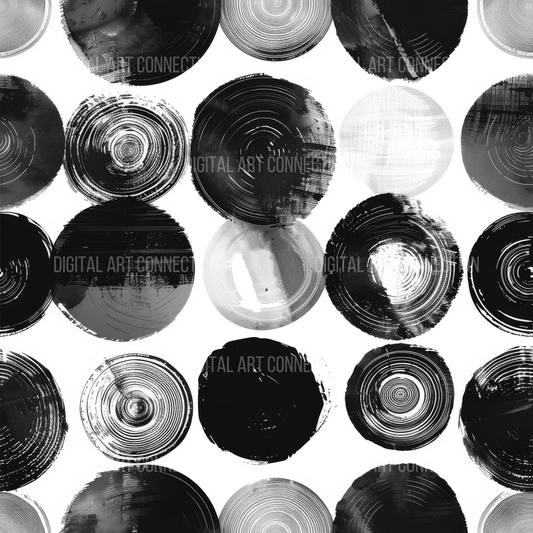 Black and White Circles Design Seamless Digital Paper