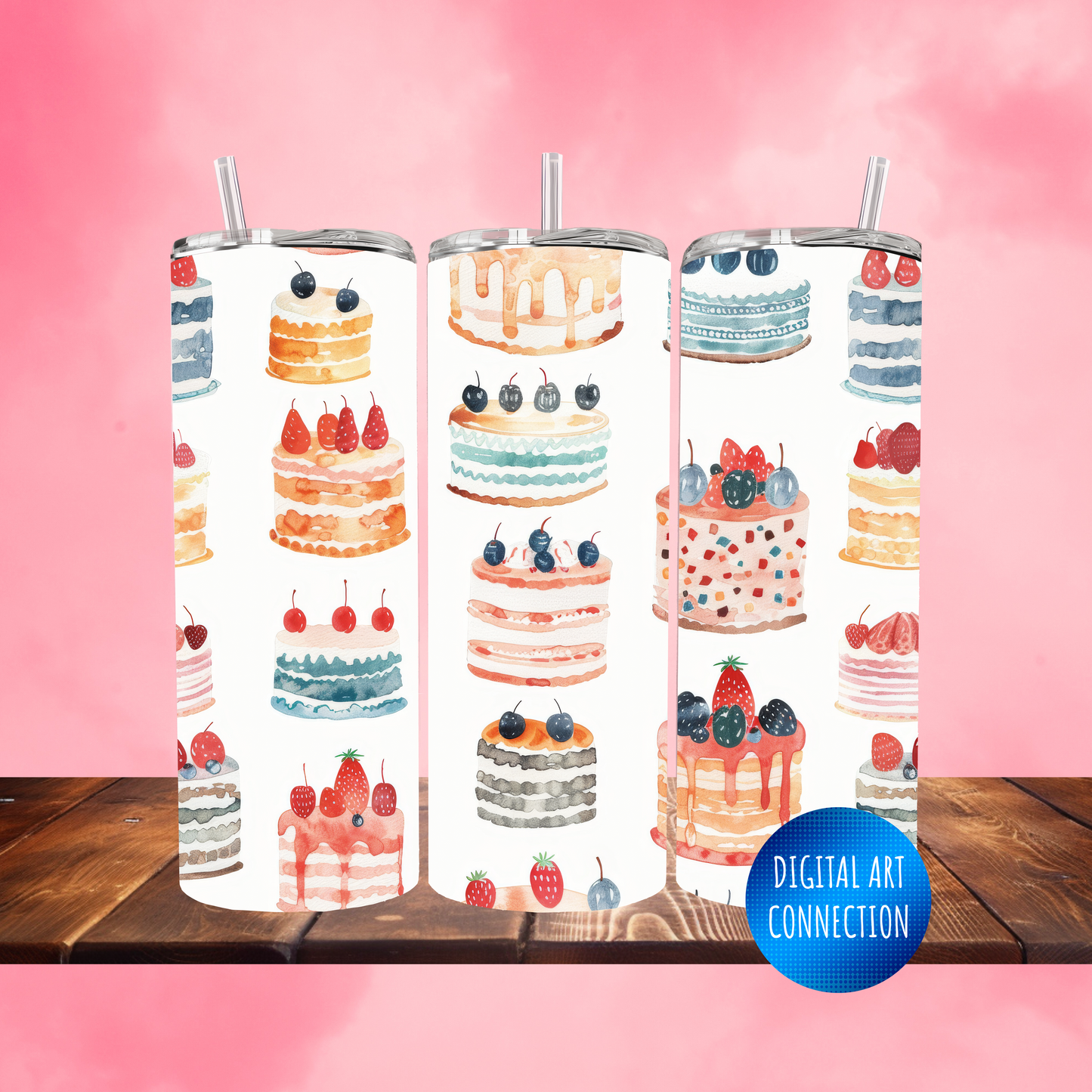 Colorful Cakes 20 Oz Skinny Tumbler Wrap