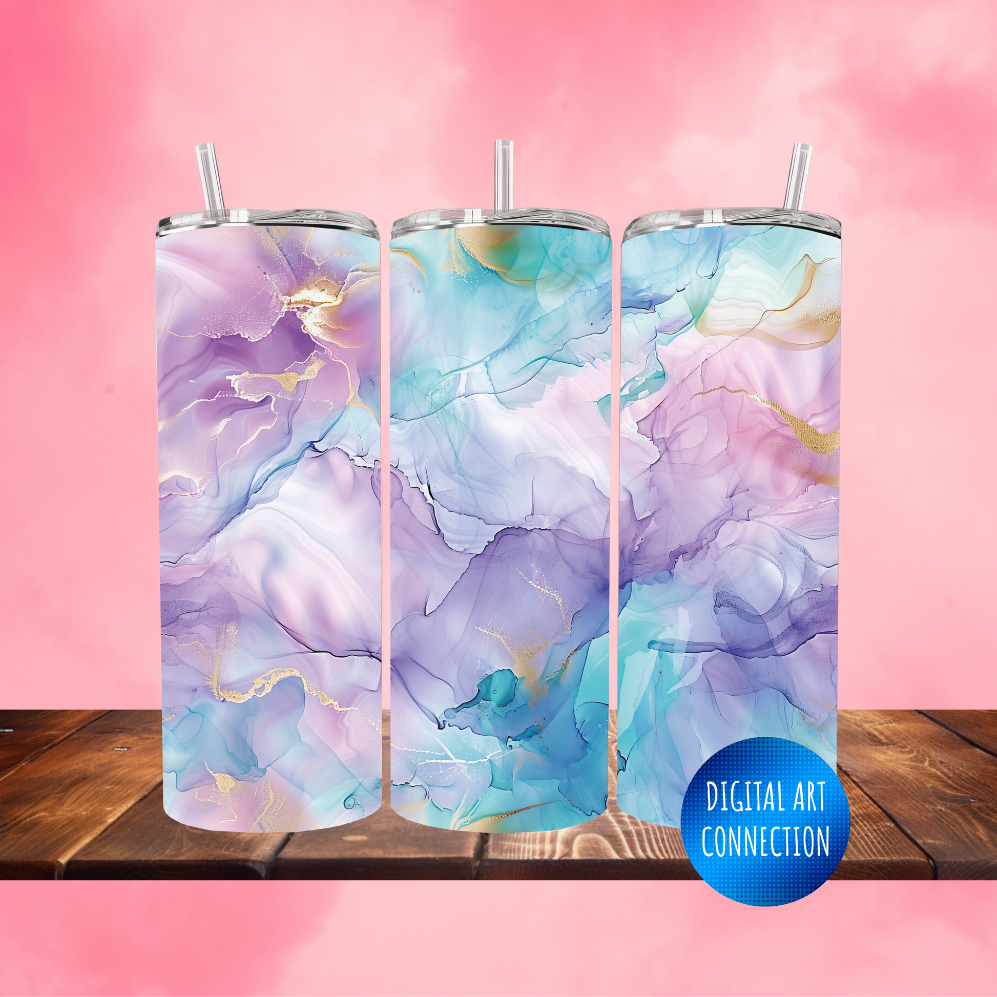 Pastel and Gold Marble 20 Oz Skinny Tumbler Wrap