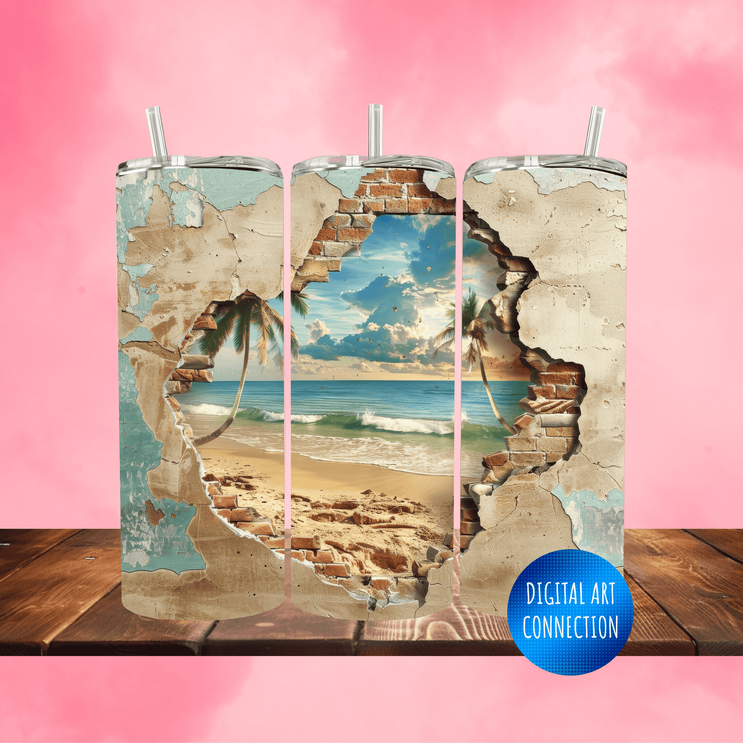 Cracked Wall Beach Exposure 20 Oz Skinny Tumbler Wrap