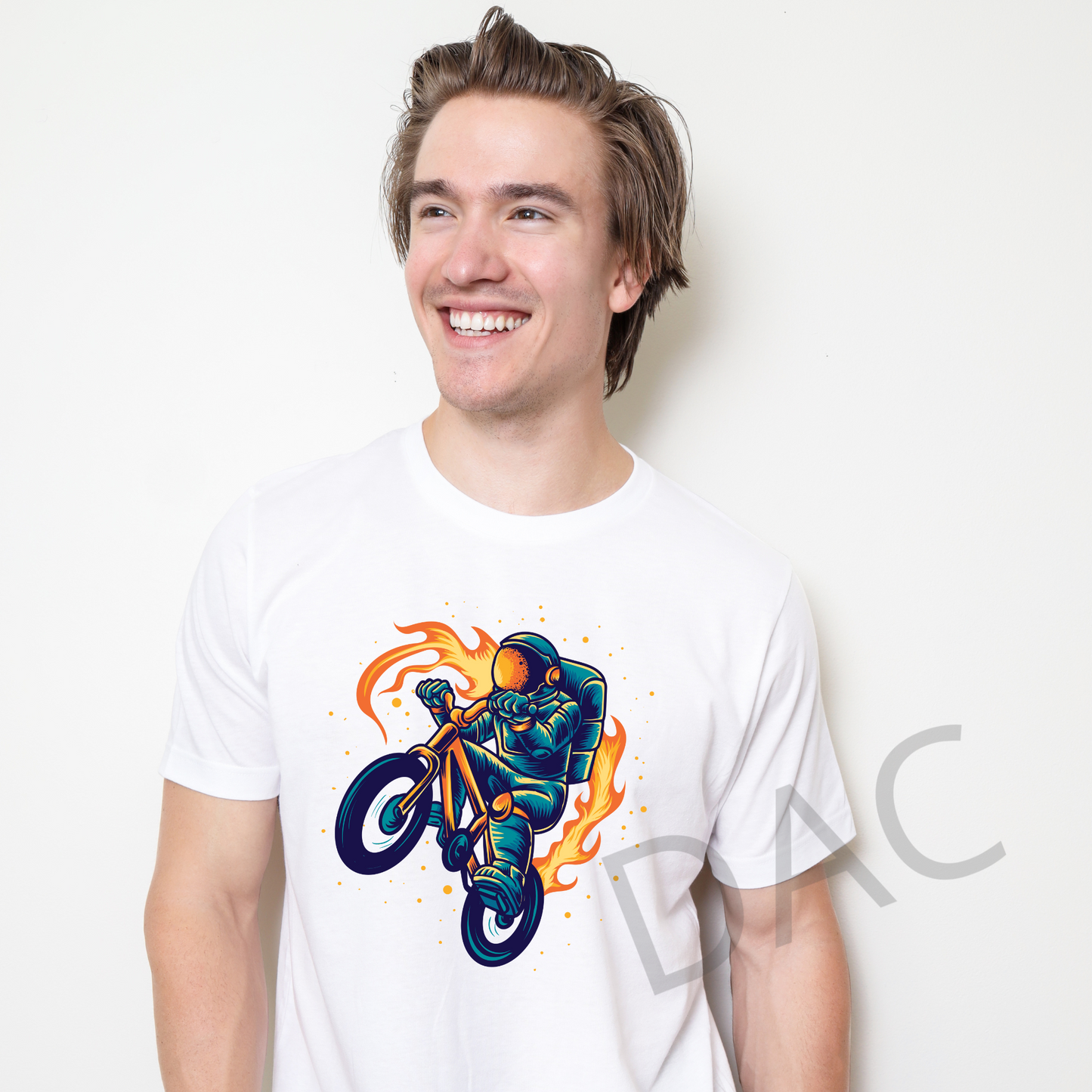 Bella Canvas 3001 White Unisex T-Shirt Male Model Mockup