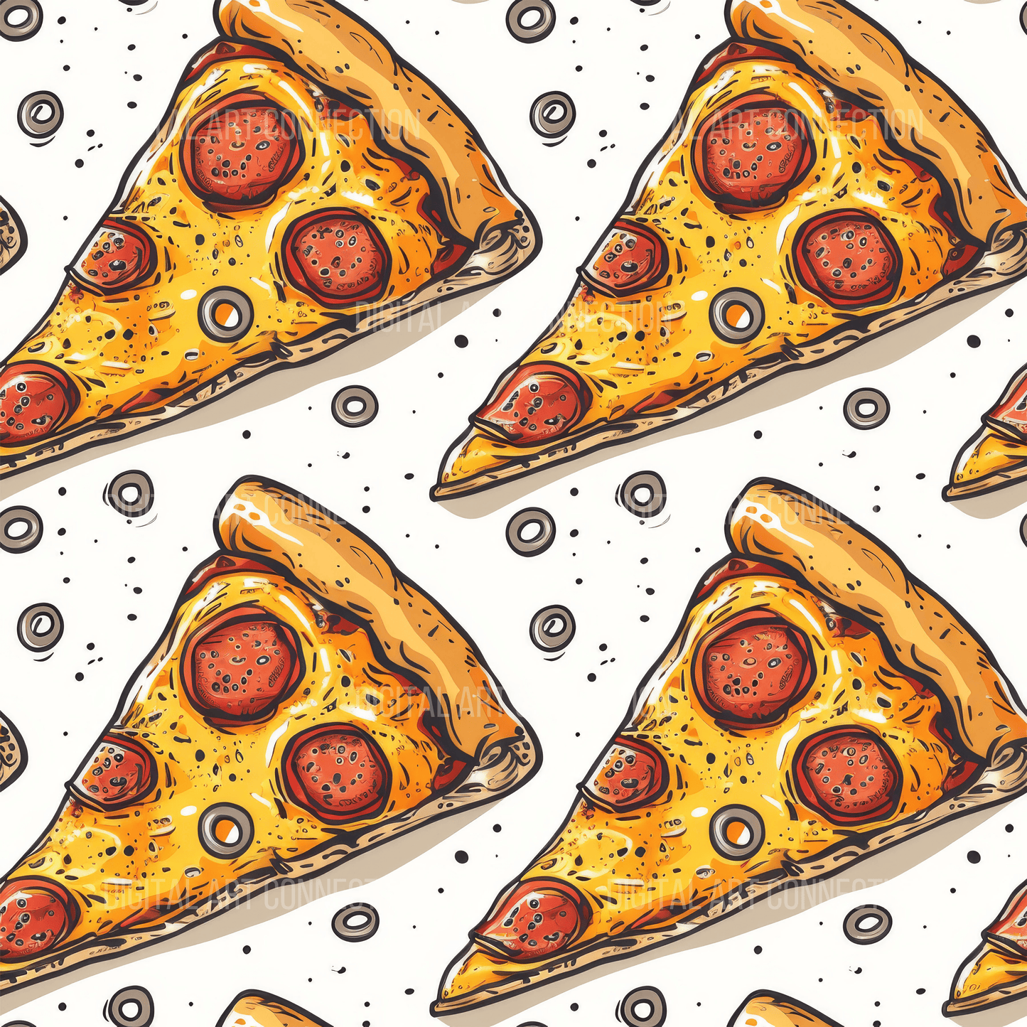 Pepperoni Pizza Design Seamless Digital Paper