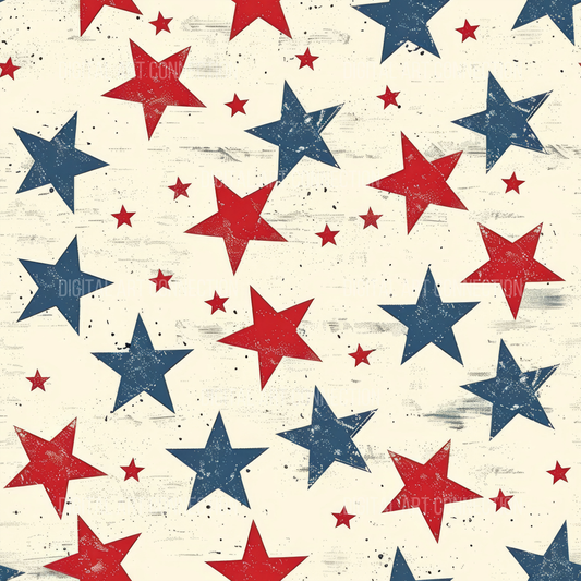 Red, White, and Blue Patriotic Stars Design Seamless Digital Paper