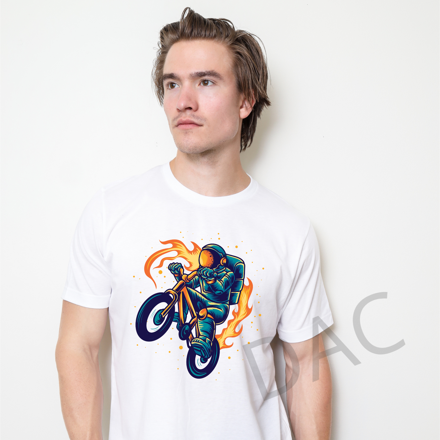 Bella Canvas 3001 White Unisex T-Shirt Male Model Mockup