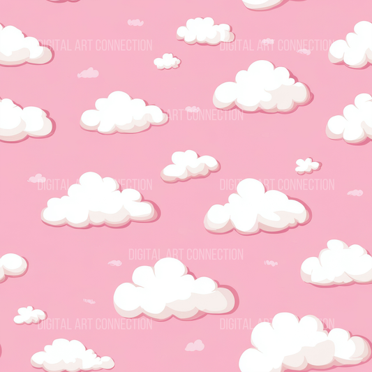 White Clouds Design Seamless Digital Paper